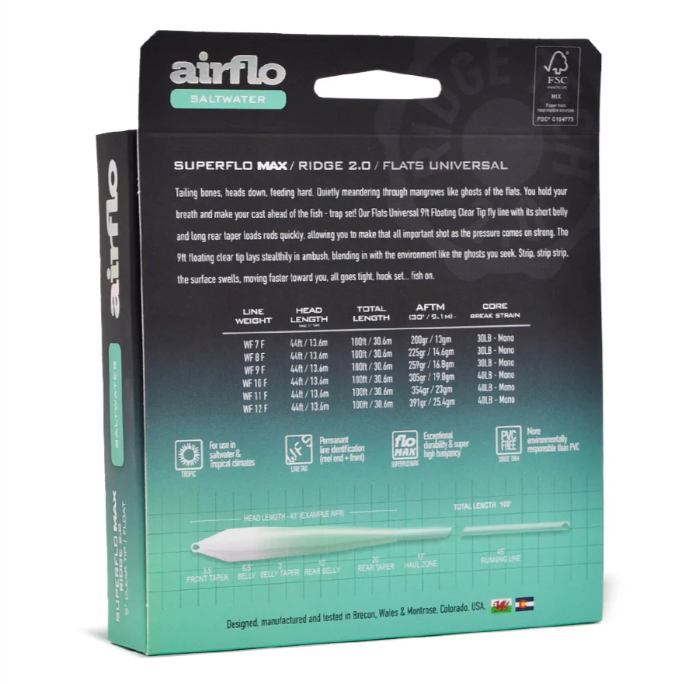 Airflo Superflo Max Ridge 2.0- Flats Universal 9' Clear Tip
